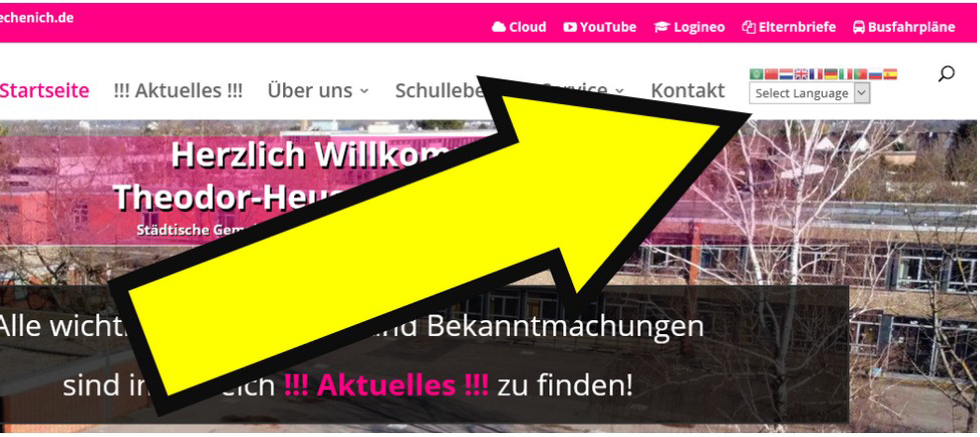 Sprachenauswahl für unsere Homepage